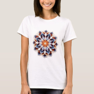 Elegant Floral Mandala - Fiery Blue und Gold T-Shirt