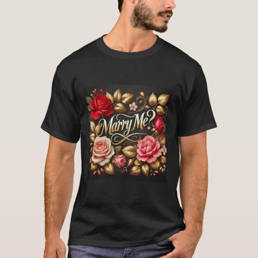 Elegant Floral Marry Me Mens Tshirt (Vorderseite)