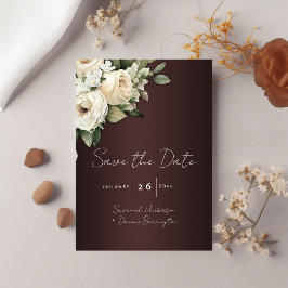 Elegant floral Marsala Wedding Save the Date Einladung