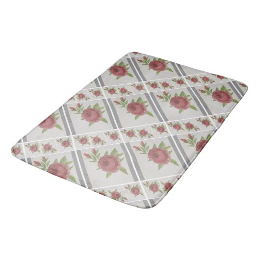 Elegant Floral Mat Badematte (Schrägansicht)