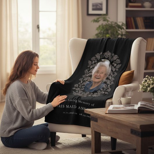 Elegant Floral Memorial Photo In Loving Memory  Fleecedecke