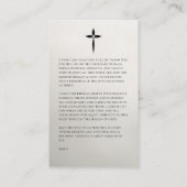 Elegant Floral Memorial Prayer Card Visitenkarte (Rückseite)