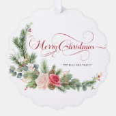 Elegant Floral Merry Christmas Calligraphy Ornament Karte (Vorderseite)