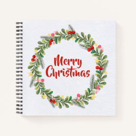 Elegant Floral Merry Christmas | Notebook Notizblock