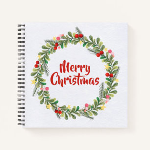 Elegant Floral Merry Christmas Notebook Notizblock