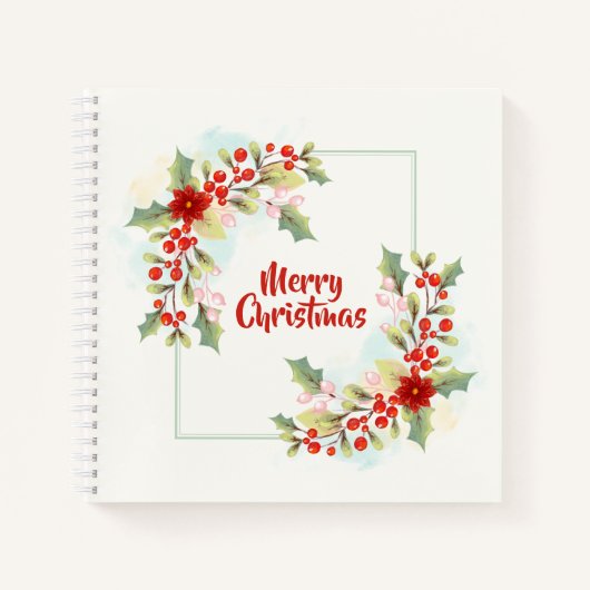 Elegant Floral Merry Christmas | Notebook Notizblock (Vorderseite)