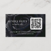 Elegant Floral Midnight Rose QR Code Wedding RSVP Begleitkarte (Vorderseite)