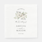 Elegant Floral Minimal White Paper Wedding  Serviette (Vorderseite)