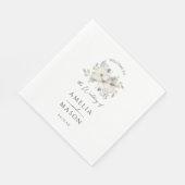 Elegant Floral Minimal White Paper Wedding  Serviette (Ecke)