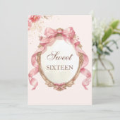 Elegant Floral Mirror Birthday Sweet 16 Einladung (Stehend Vorderseite)