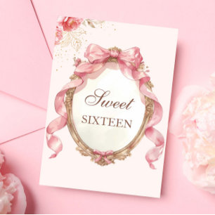 Elegant Floral Mirror Birthday Sweet 16 Einladung