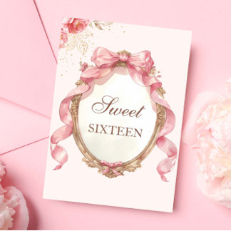Elegant Floral Mirror Birthday Sweet 16 Einladung