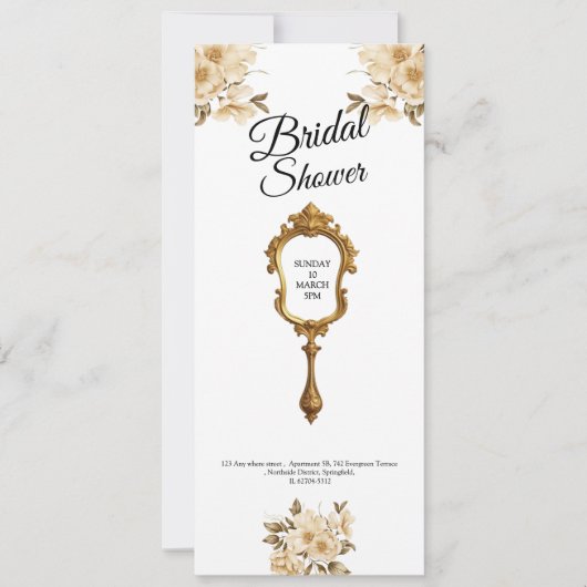 elegant floral mirror bridal shower invitation einladung (Vorderseite)