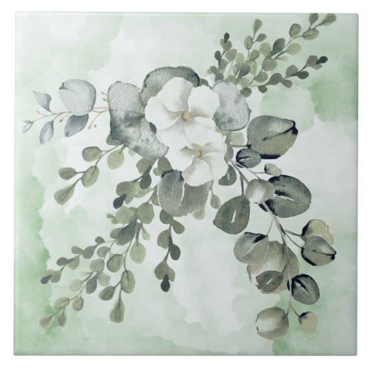 Elegant floral mit Grün Fliese (Vorderseite)