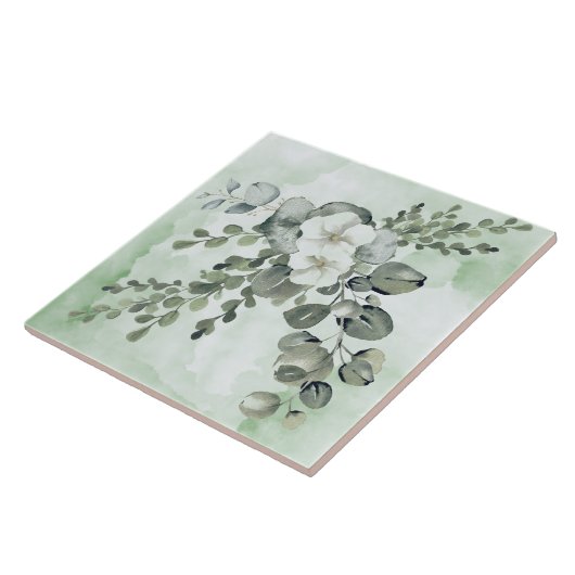 Elegant floral mit Grün Fliese (Seite)