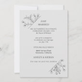 Elegant floral Modern Gray Just Married Einladung (Vorderseite)