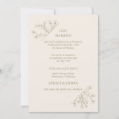 Elegant floral Moderne grün nur verheiratet Einladung (Vorderseite)