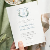 Elegant Floral Monogram Crest Formal Wedding Einladung