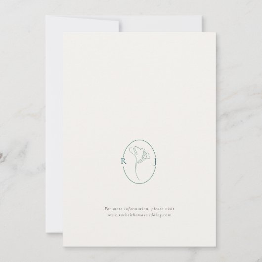 Elegant Floral Monogram Emerald Wedding Save The Date (Rückseite)
