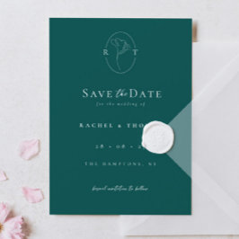 Elegant Floral Monogram Emerald Wedding Save The Date