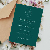 Elegant Floral Monogram Emerald Wedding Save The Date