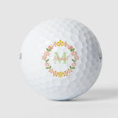 Elegant Floral Monogram Golfball (Vorderseite)