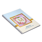 Elegant Floral Monogram Initial Script Custom Name Notizblock (Rechte Seite)