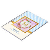Elegant Floral Monogram Initial Script Custom Name Notizblock (Linke Seite)