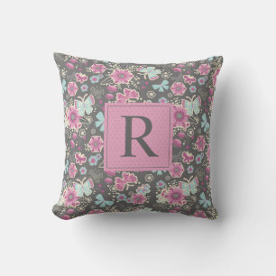 Elegant Floral Monogram Kissen