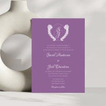 Elegant Floral Monogram Lavender Wedding