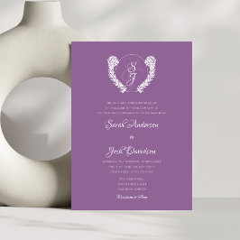 Elegant Floral Monogram Lavender Wedding Einladung