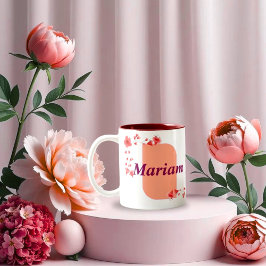 Elegant Floral Monogram Letter A & Mariam Name Cus Zweifarbige Tasse