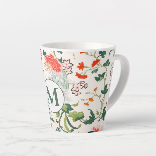 Elegant Floral Monogram Milchtasse (Rechte Ecke)