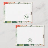 Elegant Floral Monogram Mitteilungskarte (Vorne/Hinten)