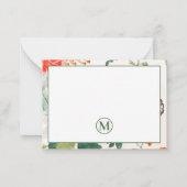 Elegant Floral Monogram Mitteilungskarte (Rückseite)