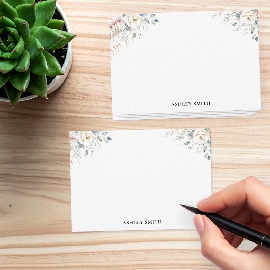 Elegant Floral Monogram Mitteilungskarte