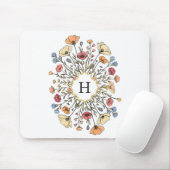 Elegant Floral Monogram Mouse Pad Mousepad (Mit Mouse)