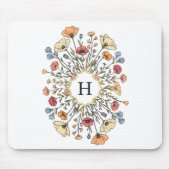 Elegant Floral Monogram Mouse Pad Mousepad (Vorne)