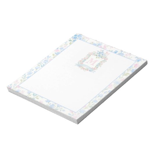 Elegant Floral Monogram Notizblock (Rotiert)