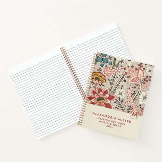 Elegant Floral Monogram Notizblock (Innenseite)