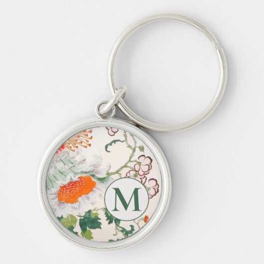 Elegant Floral Monogram Schlüsselanhänger (Vorne)