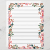 Elegant Floral Monogram Stationery Paper (Vorne/Hinten)