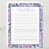 Elegant Floral Monogram Stationery Paper (Vorne/Hinten)