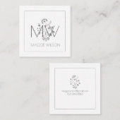 Elegant Floral Monogram Telefonnummerkarte (Vorne/Hinten)