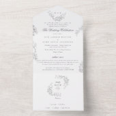 Elegant Floral Monogram Wedding All In One Einladung (Innen)