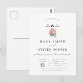 Elegant Floral Monogram Wedding Einladung Postkarte (Vorne/Hinten)
