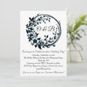 Elegant Floral Monogram Wedding Einladungen (Stehend Vorderseite)