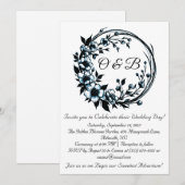 Elegant Floral Monogram Wedding Einladungen (Vorne/Hinten)