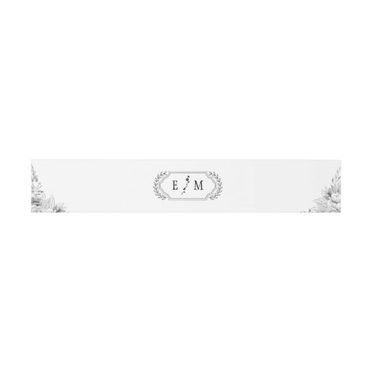 Elegant Floral Monogram Wedding Einladungsbanderole (Flach)