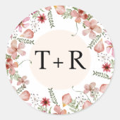 Elegant Floral Monogram Wedding Envelopers Sticker (Vorderseite)